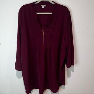 Avenue Deep Burgundy Tunic with Gold Zipper